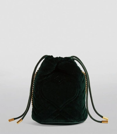 Shop Gucci Mini Velvet Gg Marmont Bucket Bag