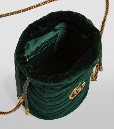 Shop Gucci Mini Velvet Gg Marmont Bucket Bag