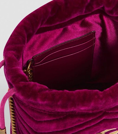 Shop Gucci Mini Velvet Gg Marmont Bucket Bag