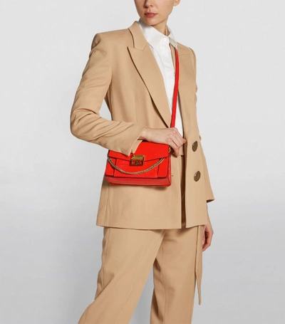 Shop Givenchy Small Embossed Leather Gv3 Shoulder Bag