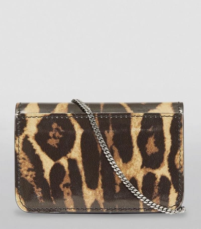 Shop Burberry Leopard Print Leather Chain Card Case