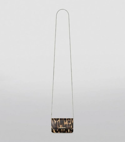 Shop Burberry Leopard Print Leather Chain Card Case