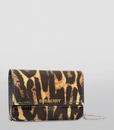 Shop Burberry Leopard Print Leather Chain Card Case