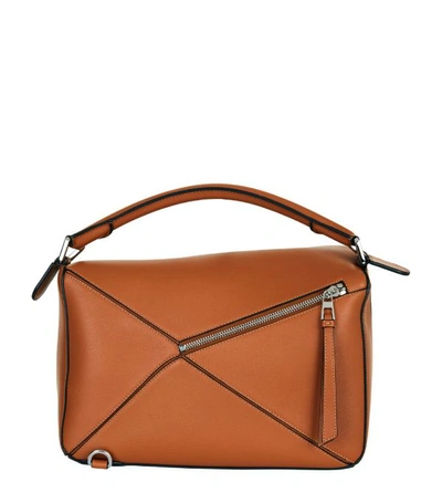 Shop Loewe Leather Puzzle Bag In Brown