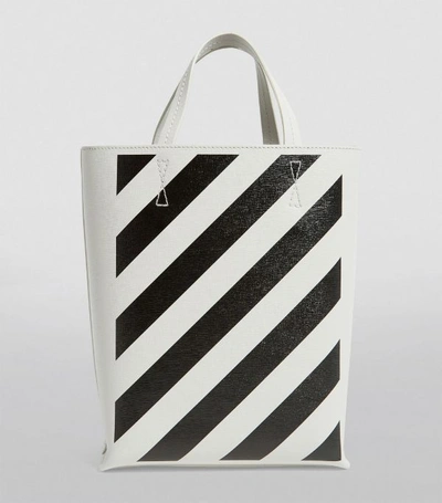 Shop Off-white Leather Diagonals Tote Bag