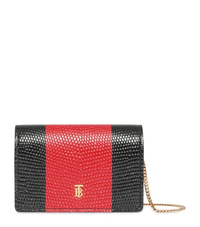 Shop Burberry Embossed Leather Chain Card Case