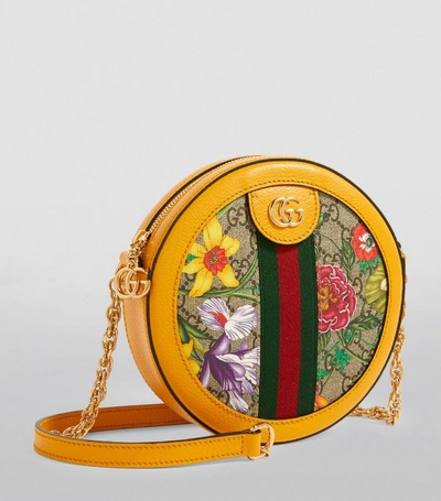Shop Gucci Mini Gg Flora Ophidia Round Shoulder Bag