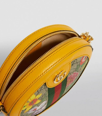 Shop Gucci Mini Gg Flora Ophidia Round Shoulder Bag