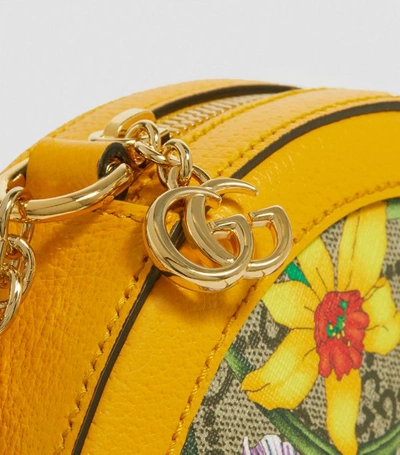 Shop Gucci Mini Gg Flora Ophidia Round Shoulder Bag