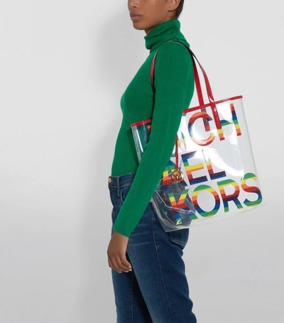 The michael large graphic logo print clear hotsell tote bag