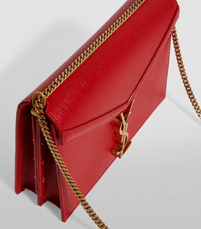 Shop Saint Laurent Cassandra Grain De Poudre Shoulder Bag In Red