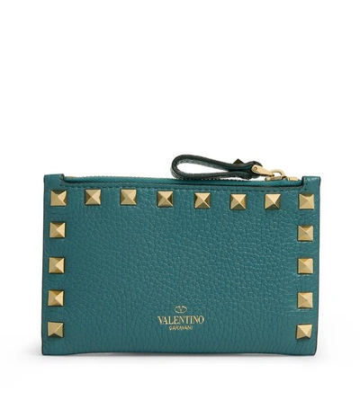 Shop Valentino Garavani Leather Rockstud Zip Coin Purse