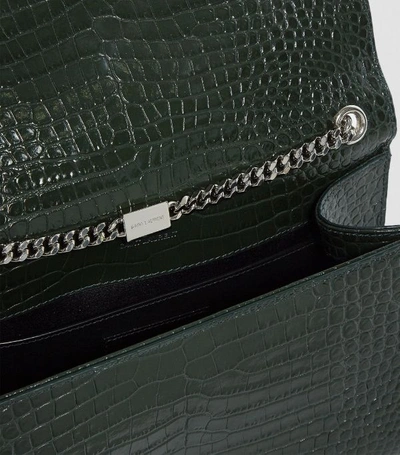 Shop Saint Laurent Medium Croc-embossed Kate Shoulder Bag