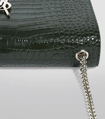 Shop Saint Laurent Medium Croc-embossed Kate Shoulder Bag