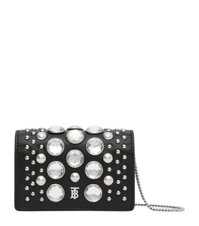 Shop Burberry Embellished Leather Chain Card Case