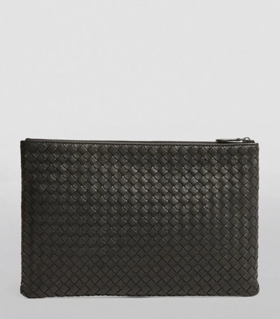 Shop Bottega Veneta Leather Intrecciato Pouch