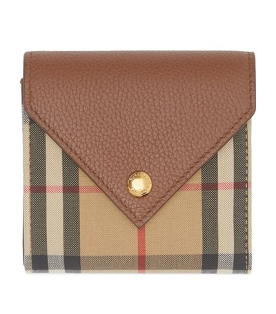 Shop Burberry Vintage Check Leather Folding Wallet