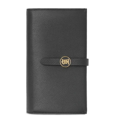 Shop Burberry Leather Monogram Motif Clasp Wallet