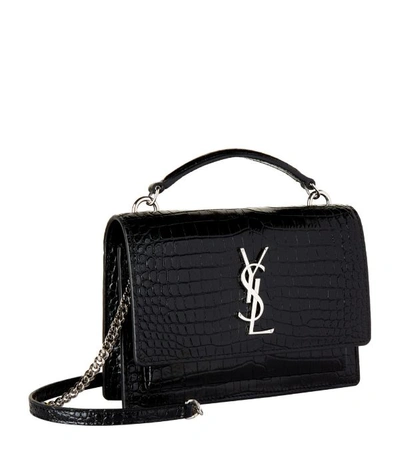 Shop Saint Laurent Sunset Croc-embossed Chain Wallet