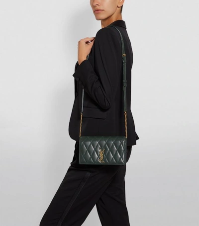 Shop Saint Laurent Diamond-quilted Leather Angie Bag