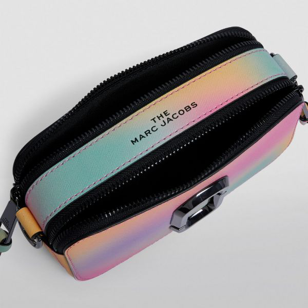 Marc Jacobs The Snapshot Airbrush White Saffiano Leather Crossbody Bag In Pink | ModeSens