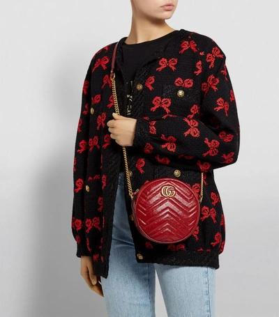 Shop Gucci Mini Round Marmont Matelassé Shoulder Bag