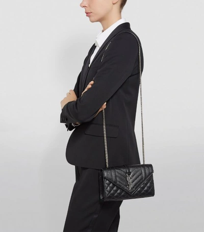 Shop Saint Laurent Small Envelope Matelassé Shoulder Bag In Black