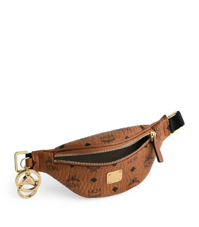 MCM Visetos Backpack Key Ring Bag Charm Cognac 960550