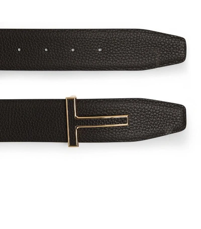Shop Tom Ford Leather Reversible T Icon Belt In Brown