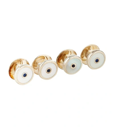 Shop Deakin & Francis Mother-of-pearl And Sapphire Dress Studs (set Of 4)