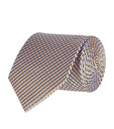 Shop Eton Silk Geometric Tie In Yellow