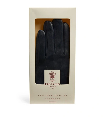 Shop Dents Leather Silk-lined Gloves In Navy
