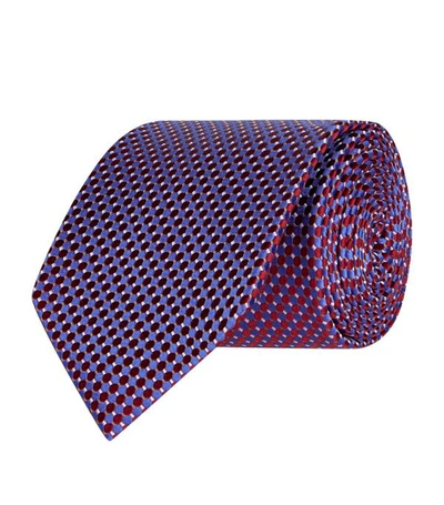 Shop Eton Silk Geometric Tie In Burgundy