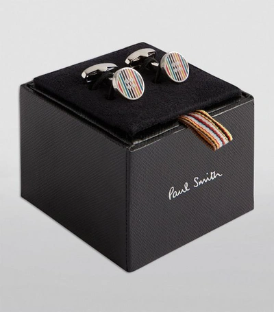 Shop Paul Smith Artist Stripe Button Cufflinks In Multi