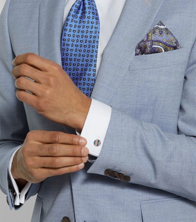 Shop Paul Smith Artist Stripe Button Cufflinks In Multi