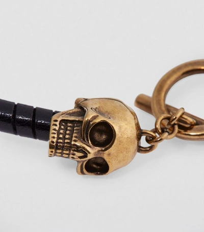 Shop Alexander Mcqueen Leather Skull Bracelet