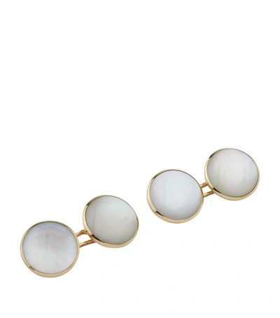 Shop Tom Ford Yellow Gold Mother-of-pearl Cufflinks