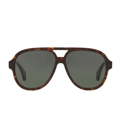 Shop Gucci Aviator Tortoiseshell Sunglasses