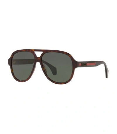 Shop Gucci Aviator Tortoiseshell Sunglasses