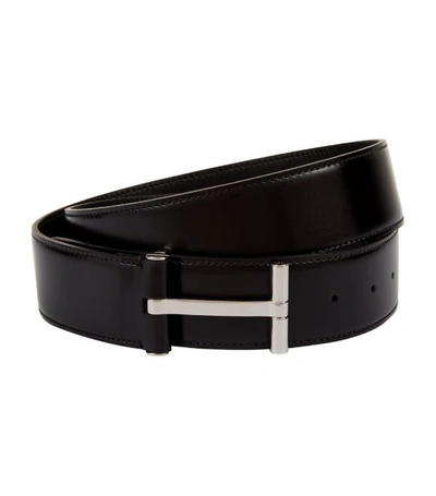 Shop Tom Ford Leather Logo Buckle Belt