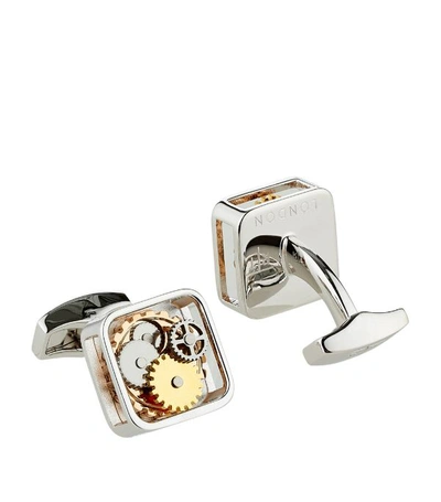 Shop Tateossian Square Gear Cufflinks In Silver