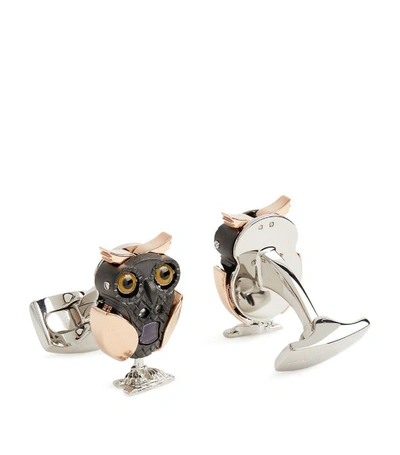 Shop Deakin & Francis Moving Owl Cufflinks In Black