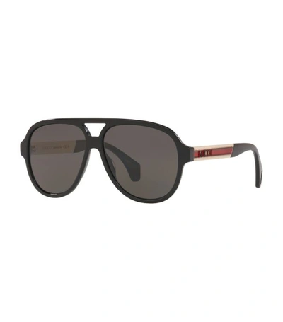 Shop Gucci Black Aviator Sunglasses
