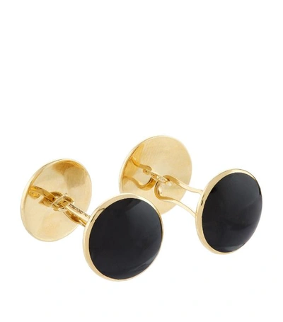 Shop Tom Ford Onyx And Gold Disc Cufflinks