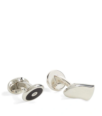 Shop Deakin & Francis Df Cufflinks Blk Onyx Dmnd Cnt In Silver