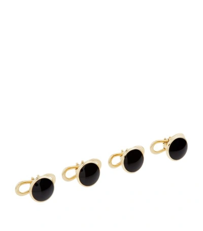 Shop Tom Ford Yellow Gold And Onyx Cufflinks