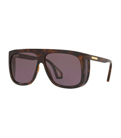 Shop Gucci Rectangular Tortoiseshell Sunglasses