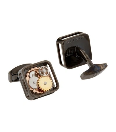 Shop Tateossian Square Gear Cufflinks In Silver