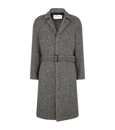 Shop Saint Laurent Wool Belted Overcoat