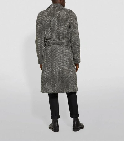 Shop Saint Laurent Wool Belted Overcoat